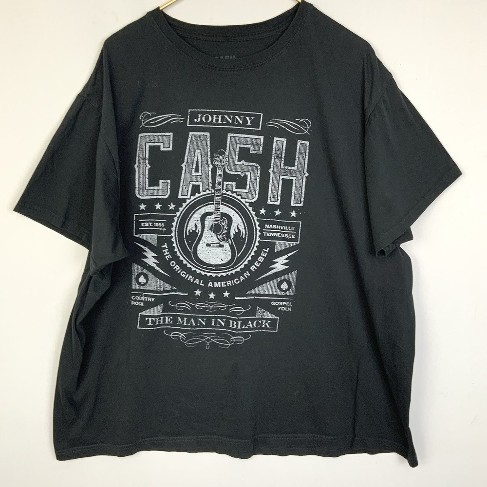 JOHNNY CASH The Original American Rebel Man in Black Band Music T-Shirt 2XL XXL